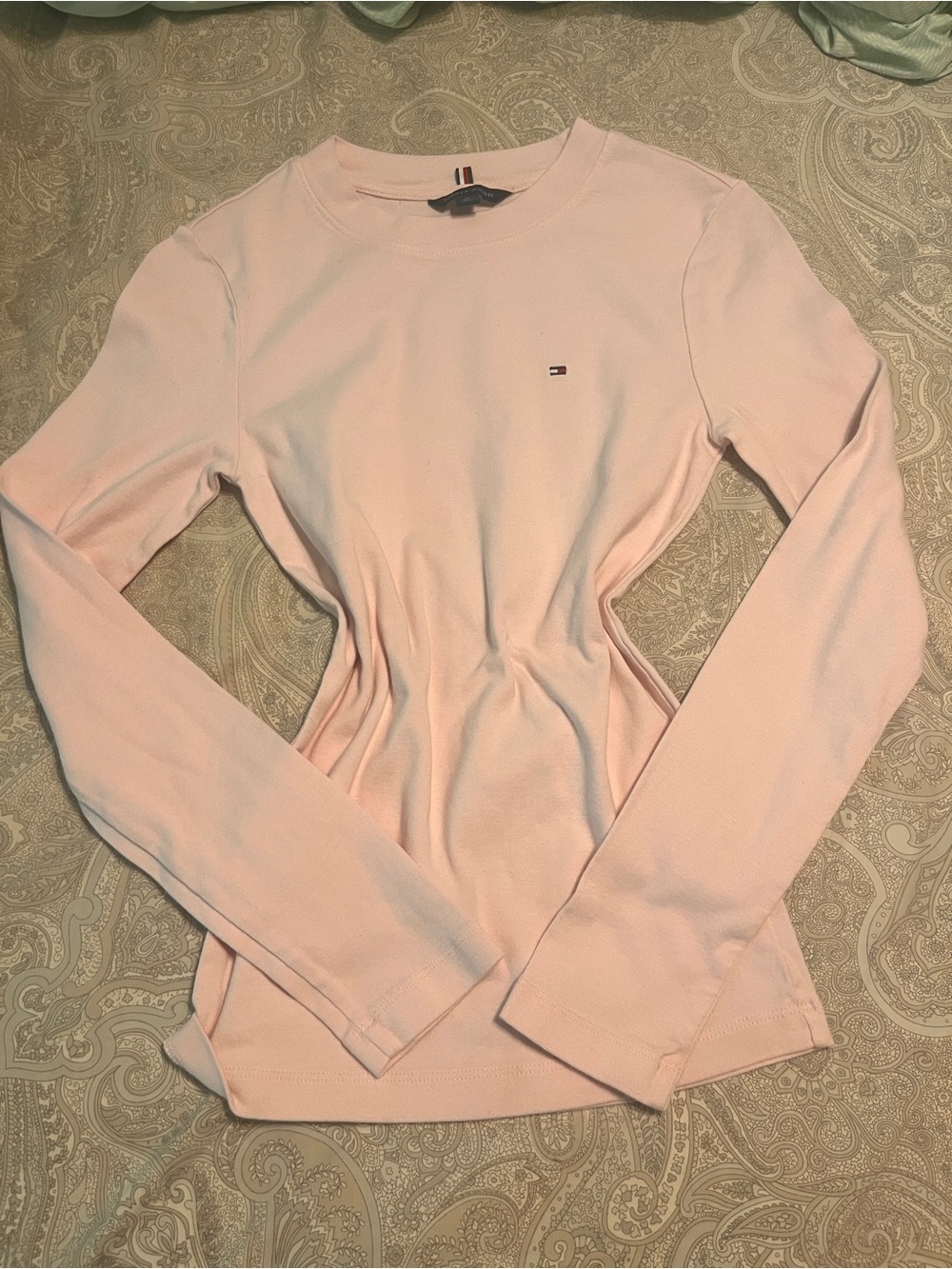 Tommy Hilfiger Light Pink Long-Sleeve Crewneck Top